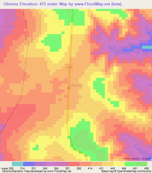 Obioma,Nigeria Elevation Map