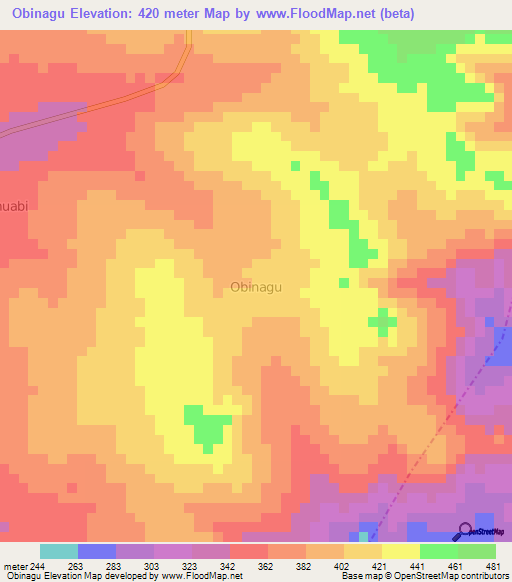 Obinagu,Nigeria Elevation Map