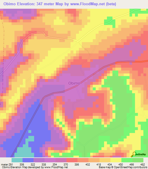 Obimo,Nigeria Elevation Map