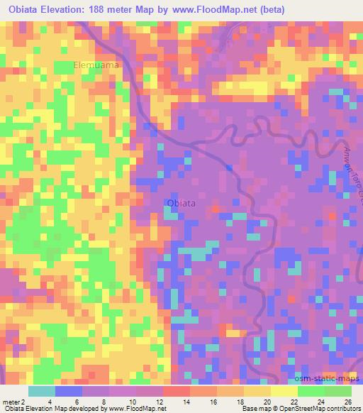 Obiata,Nigeria Elevation Map