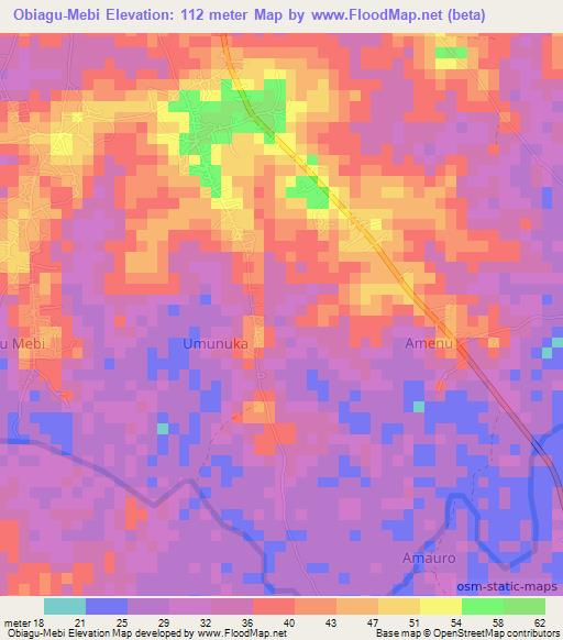 Obiagu-Mebi,Nigeria Elevation Map