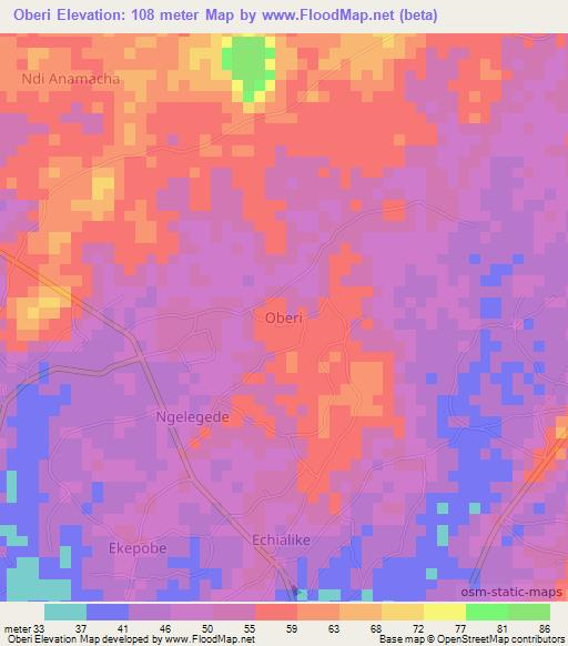 Oberi,Nigeria Elevation Map