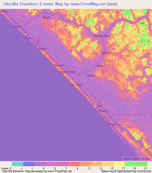 Obe-Nla,Nigeria Elevation Map