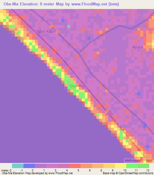 Obe-Nla,Nigeria Elevation Map