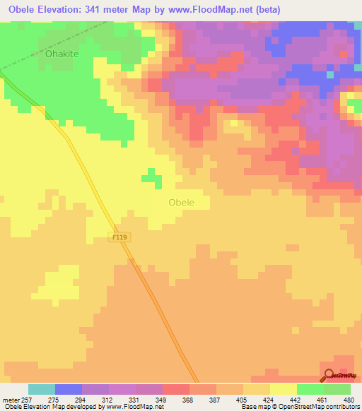 Obele,Nigeria Elevation Map