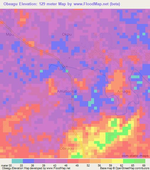 Obeagu,Nigeria Elevation Map