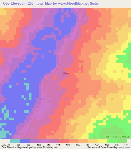 Obe,Nigeria Elevation Map