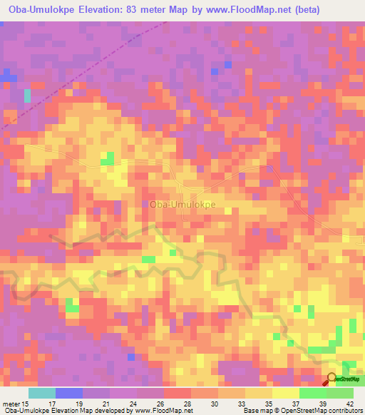 Oba-Umulokpe,Nigeria Elevation Map