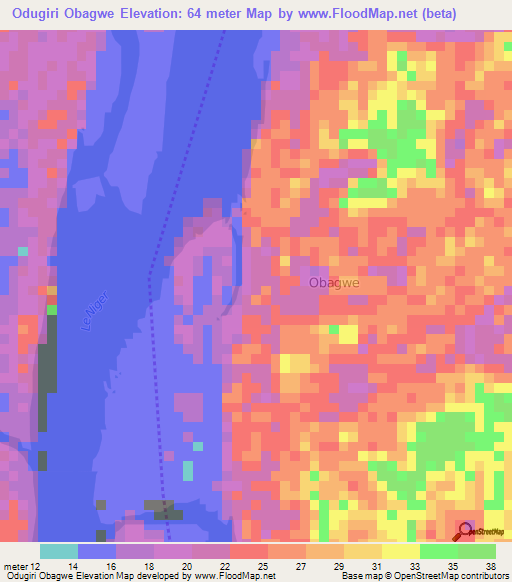 Odugiri Obagwe,Nigeria Elevation Map