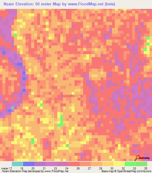 Nzam,Nigeria Elevation Map