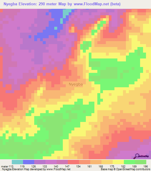 Nyegba,Nigeria Elevation Map