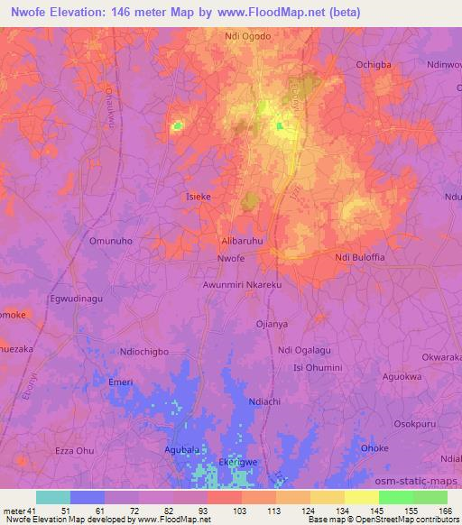 Nwofe,Nigeria Elevation Map