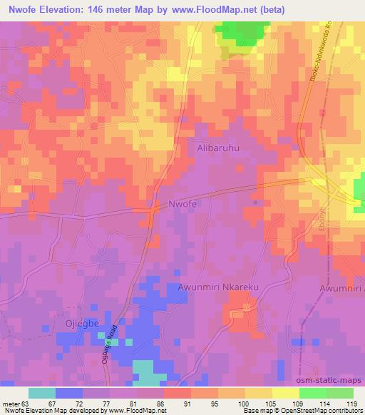 Nwofe,Nigeria Elevation Map