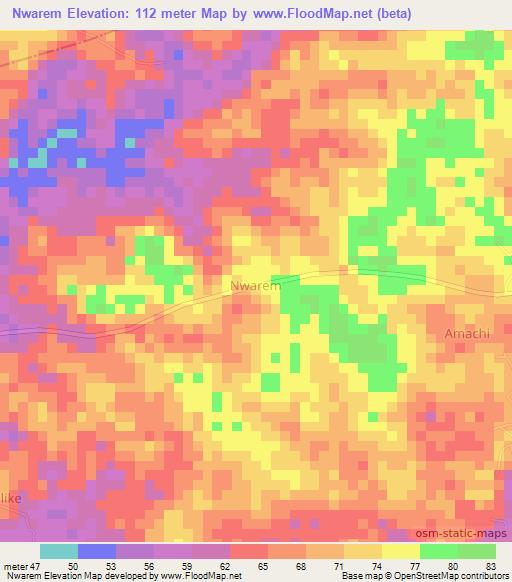 Nwarem,Nigeria Elevation Map