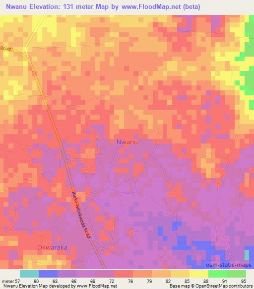 Nwanu,Nigeria Elevation Map