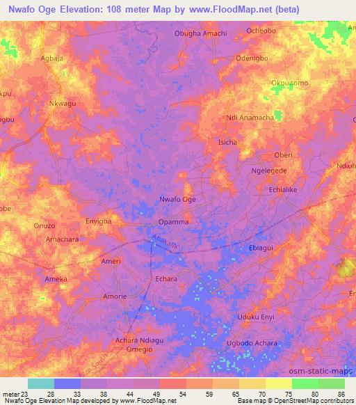 Nwafo Oge,Nigeria Elevation Map