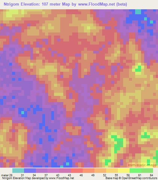 Ntrigom,Nigeria Elevation Map