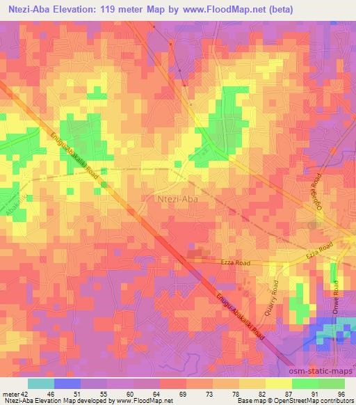 Ntezi-Aba,Nigeria Elevation Map