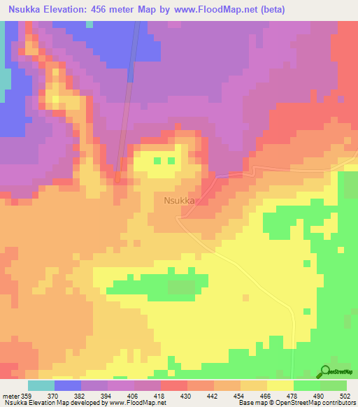 Nsukka,Nigeria Elevation Map