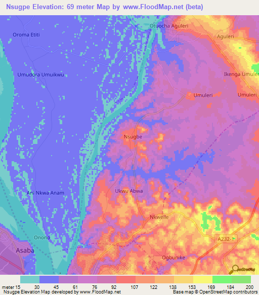 Nsugpe,Nigeria Elevation Map