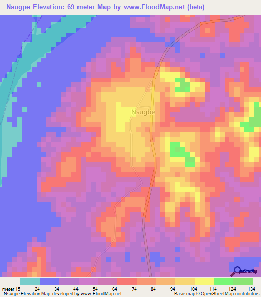 Nsugpe,Nigeria Elevation Map