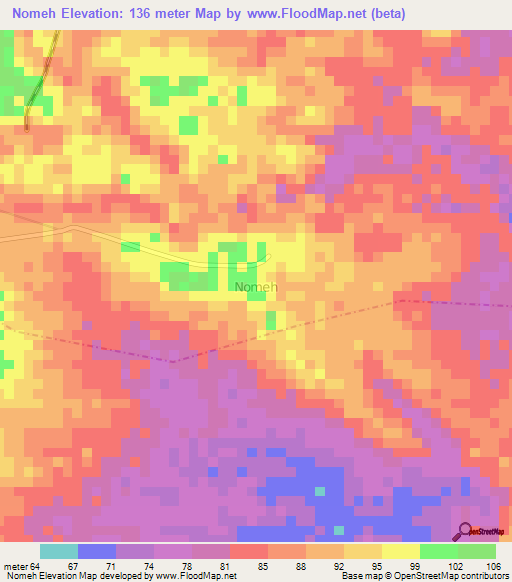 Nomeh,Nigeria Elevation Map