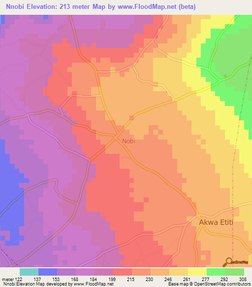 Nnobi,Nigeria Elevation Map