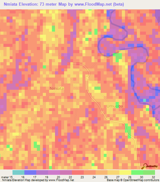 Nmiata,Nigeria Elevation Map