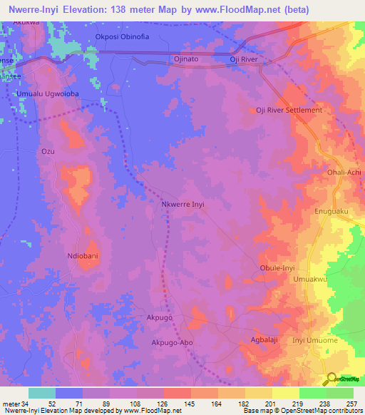 Nwerre-Inyi,Nigeria Elevation Map