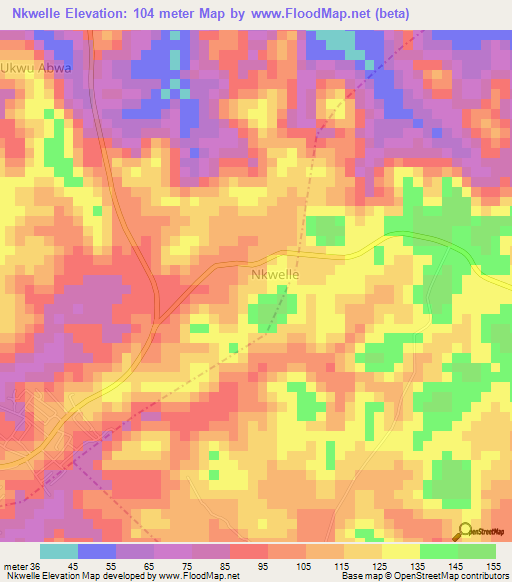 Nkwelle,Nigeria Elevation Map