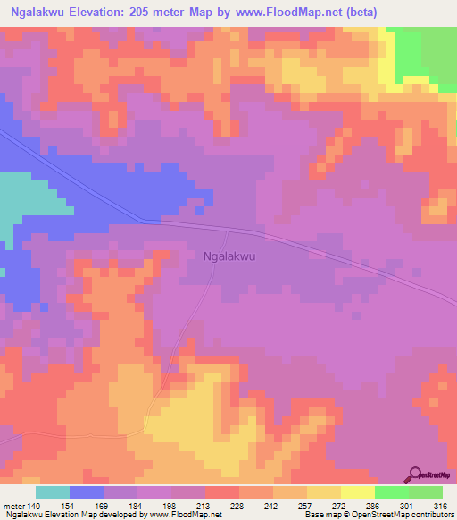 Ngalakwu,Nigeria Elevation Map