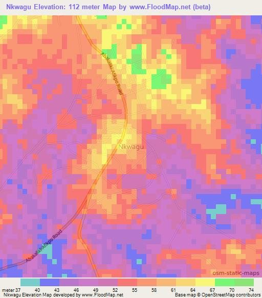 Nkwagu,Nigeria Elevation Map