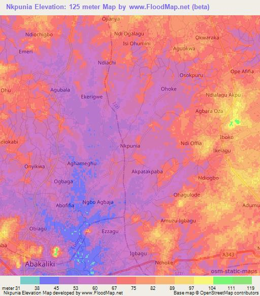 Nkpunia,Nigeria Elevation Map