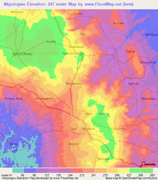 Nkpologwu,Nigeria Elevation Map