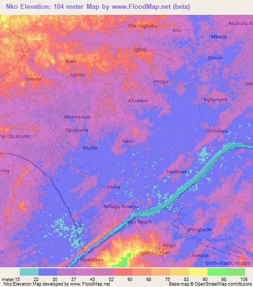 Nko,Nigeria Elevation Map