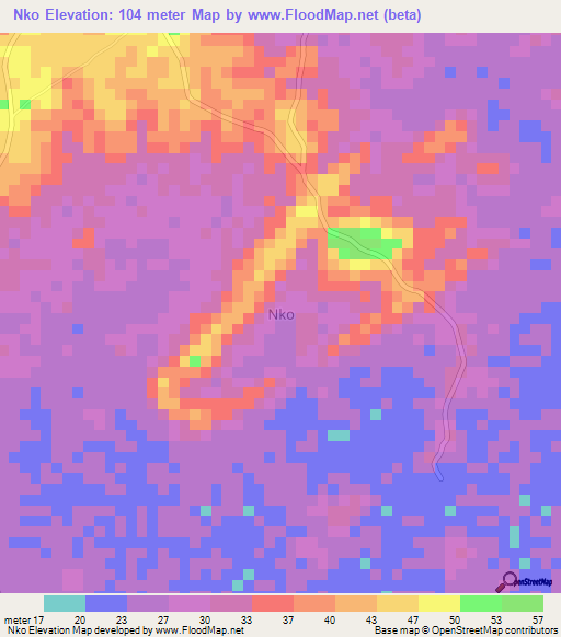 Nko,Nigeria Elevation Map