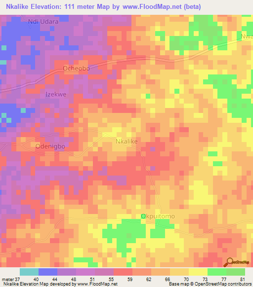 Nkalike,Nigeria Elevation Map