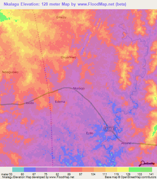 Nkalagu,Nigeria Elevation Map