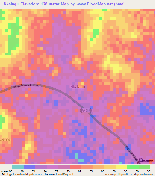 Nkalagu,Nigeria Elevation Map