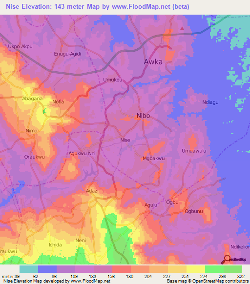 Nise,Nigeria Elevation Map