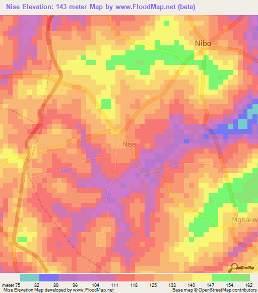 Nise,Nigeria Elevation Map