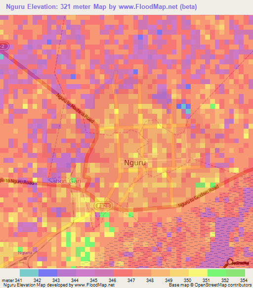 Nguru,Nigeria Elevation Map