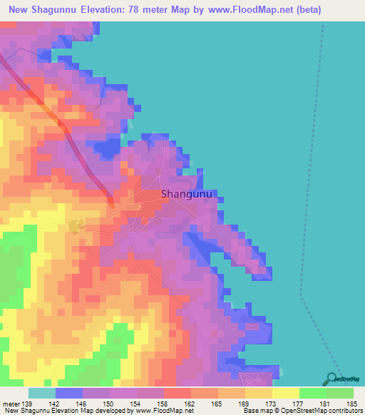 New Shagunnu,Nigeria Elevation Map