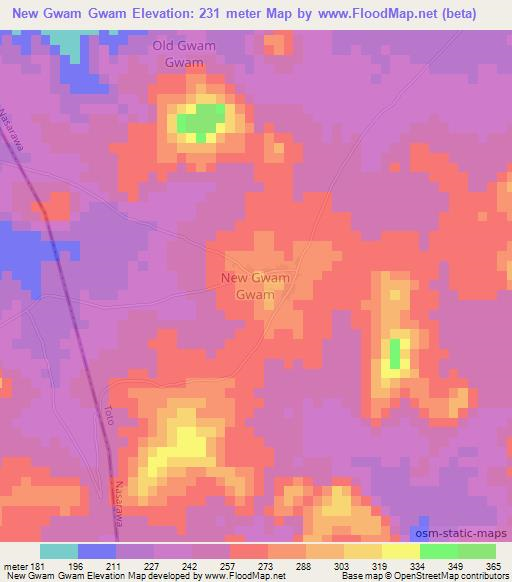 New Gwam Gwam,Nigeria Elevation Map