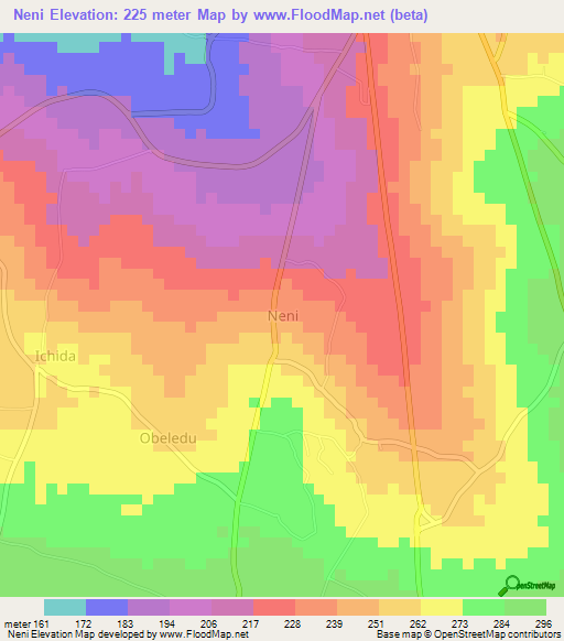 Neni,Nigeria Elevation Map