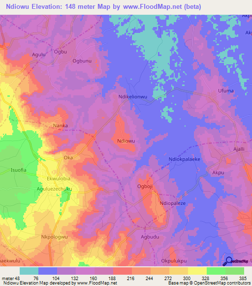 Ndiowu,Nigeria Elevation Map