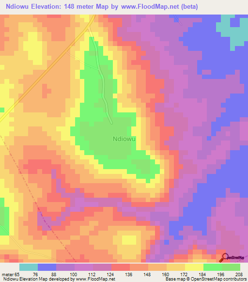 Ndiowu,Nigeria Elevation Map