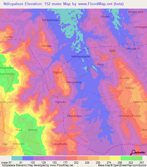 Ndiopaleze,Nigeria Elevation Map