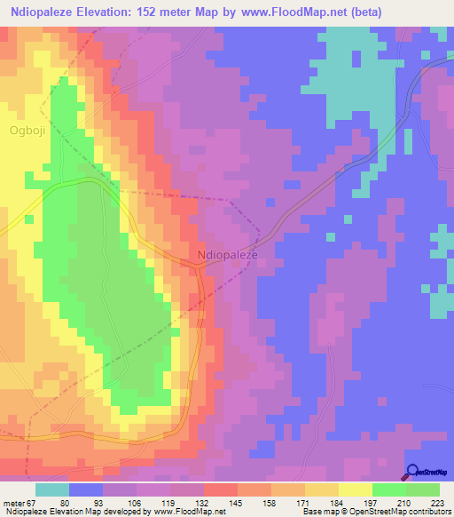 Ndiopaleze,Nigeria Elevation Map