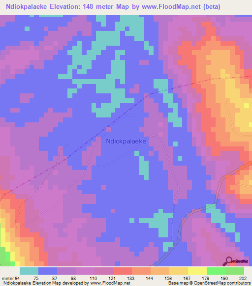 Ndiokpalaeke,Nigeria Elevation Map